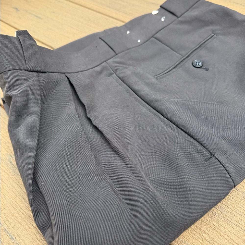 Gray Flat Front Pants with Smooth Texture Size 34